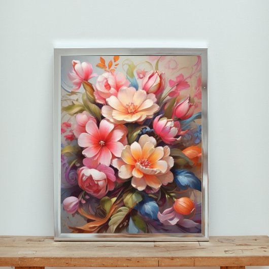 Levendig Stilleven Bloemen Boeket Foto Afdruk