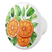 Levendig stilleven van vers gepelde Oranje plakjes Keramische Knop (Rechts)