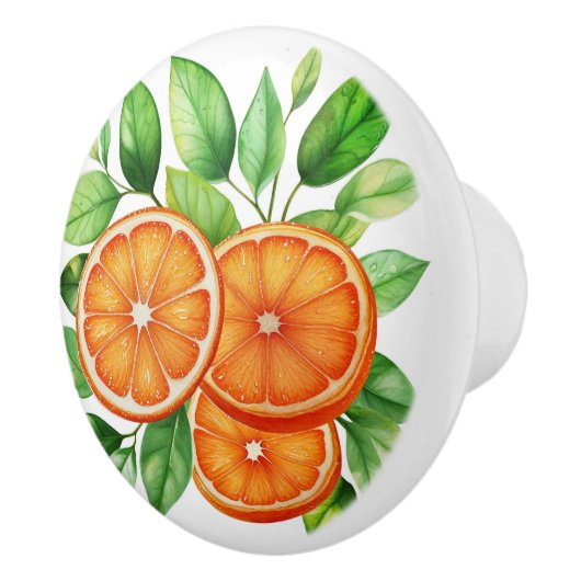 Levendig stilleven van vers gepelde Oranje plakjes Keramische Knop (Rechts)