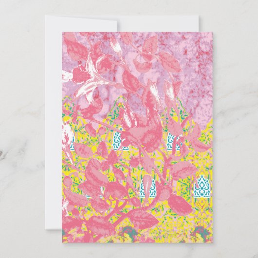 Levendig stofpatroon met roze, geel en kaart (Achterkant)