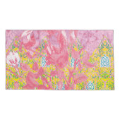Levendig stofpatroon met roze, geel en kussensloop (Achterkant)