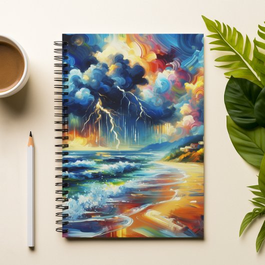 Levendig Stormachtig Strand Schilderij Notitieboek