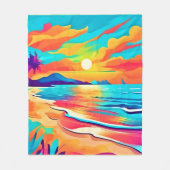 Levendig strand Sunset Art Fleece Deken (Voorkant)