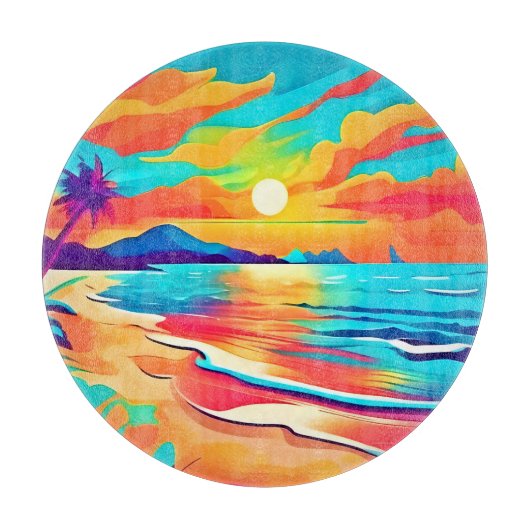 Levendig strand Sunset Art Snijplank (Voorkant)