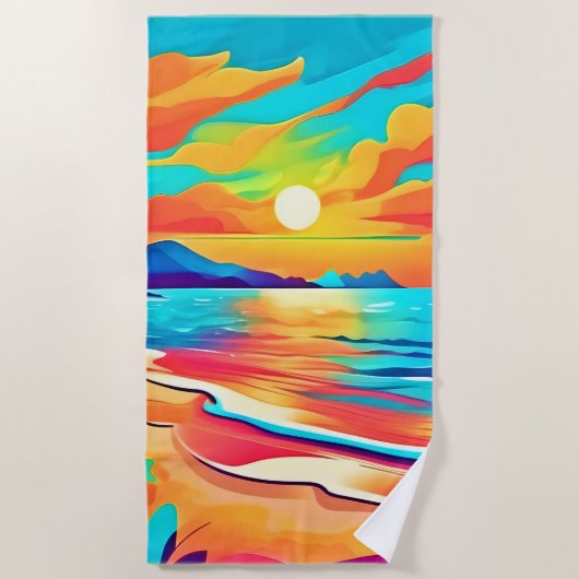 Levendig strand Sunset Art Strandlaken (Voorkant)