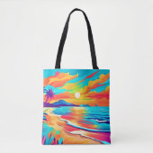 Levendig strand Sunset Art Tote Bag (Voorkant)