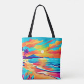 Levendig strand Sunset Art Tote Bag (Achterkant)