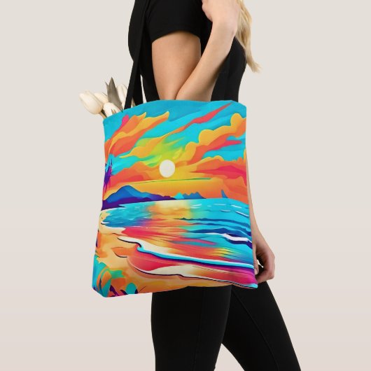 Levendig strand Sunset Art Tote Bag (Dichtbij)