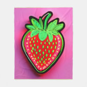 Levendig Strawberry Neon Sign Fleece Deken (Voorkant)