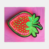 Levendig Strawberry Neon Sign Fleece Deken (Voorkant (Horizontaal))