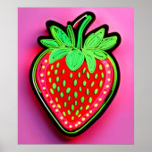 Levendig Strawberry Neon Sign Poster (Voorkant)