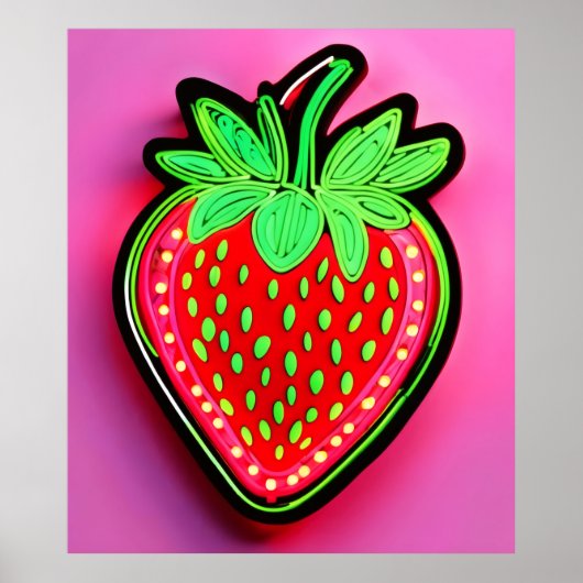 Levendig Strawberry Neon Sign Poster (Voorkant)