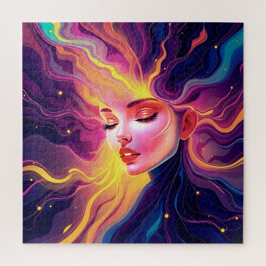 Levendig Stromend Haar Vrouw Portret Jigsaw Puzzel (Verticaal)
