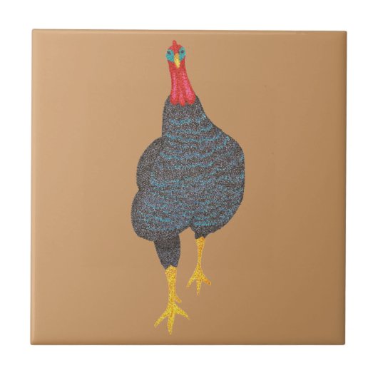 Levendig Strutting Turkije in Pointillisme Tegel Tegeltje (Voorkant)