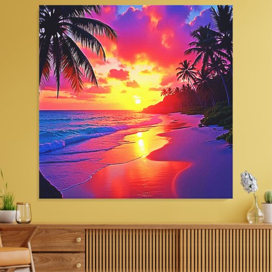 Levendig Sunset Beach Dream Design Canvas Afdruk (Insitu (Woonkamer))