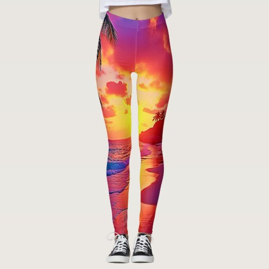 Levendig Sunset Beach Dream Design Leggings (Voorkant)