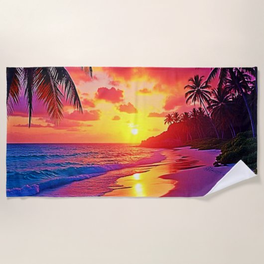 Levendig Sunset Beach Dream Design Strandlaken (Voorkant)