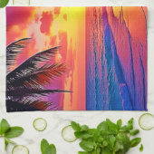 Levendig Sunset Beach Dream Design Theedoek (Gevouwen)