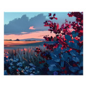 Levendig Sunset Field Landschap Foto Afdruk (Voorkant)