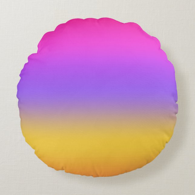 Levendig Sunset Ombre Gradient Design Rond Kussen (Voorkant)