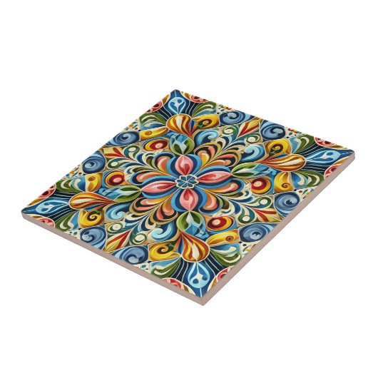 Levendig symmetrisch maximalisme tegeltje (Zijkant)