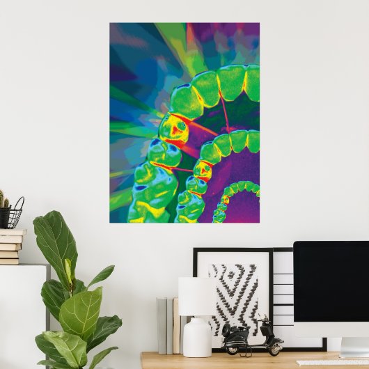 Levendig tandmodel voor tandarts kantoor poster (Thuiskantoor)