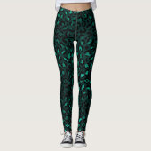 Levendig Teal Metallic Luipaardprint Leggings (Voorkant)