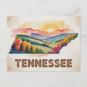 Levendig Tennessee Herfst Aquarel Kaart Illustrati