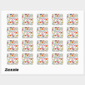 Levendig Terug naar School Pattern Classi Vierkante Sticker (Vel)