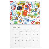 Levendig Terug naar School Pattern Kalender (Feb 2027)