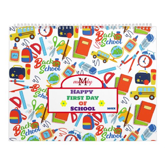 Levendig Terug naar School Pattern Kalender (Hoes)