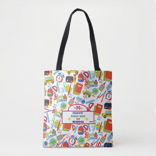 Levendig  Terug naar School Pattern Tote Bag (Voorkant)