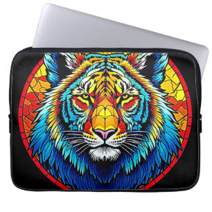 Levendig Tijger Glas in lood Laptop Sleeve