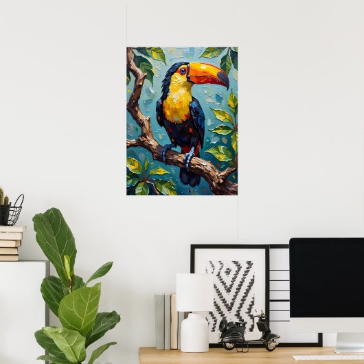 Levendig Toucan schilderij Poster (Thuiskantoor)