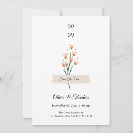 Levendig Trendy Pink Waterverf Wildbloemen Weddens Kaart (Voorkant)