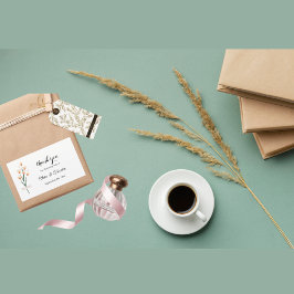 Levendig Trendy Pink Waterverf Wildflower Wedding Rechthoekige Sticker