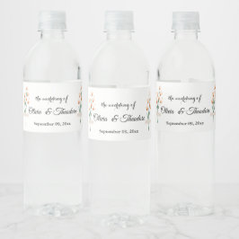 Levendig Trendy Pink Waterverf Wildflower Wedding Waterfles Etiket