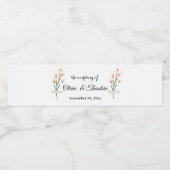 Levendig Trendy Pink Waterverf Wildflower Wedding Waterfles Etiket (Enkel label)
