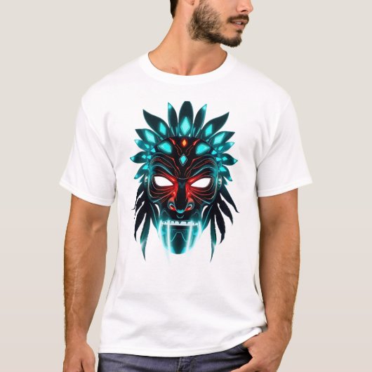 Levendig Tribal Face Holografisch T-shirt (Voorkant)