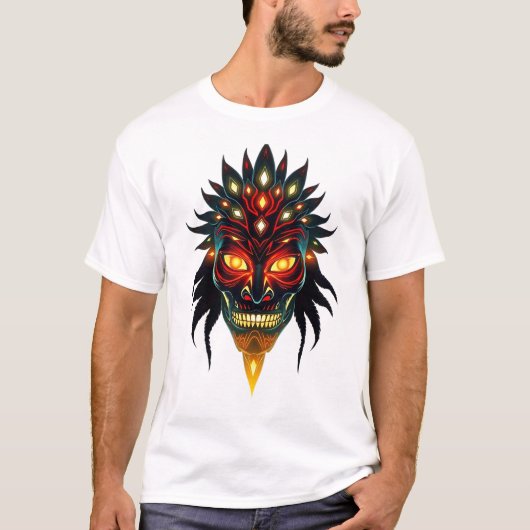 Levendig Tribal Mask Alien Flare T-shirt (Voorkant)