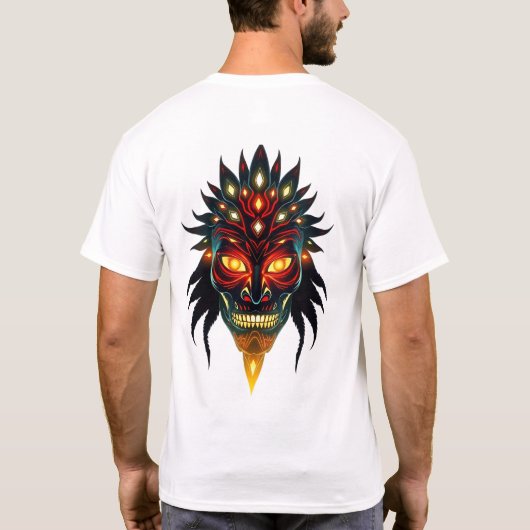 Levendig Tribal Mask Alien Flare T-shirt (Achterkant)