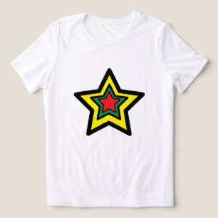 ⭐ Levendig Triple Big Star T-shirt (geel, groen, r