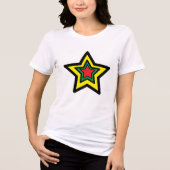 ⭐ Levendig Triple Big Star T-shirt (geel, groen, r (Voorkant)