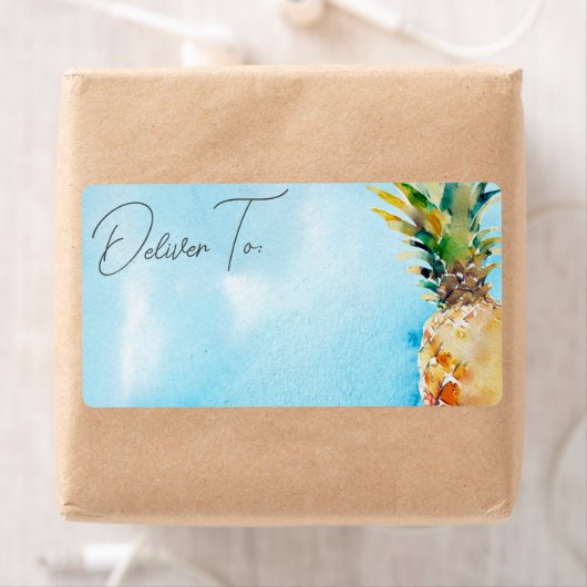 Levendig tropisch ananasenvelopadres etiket (Insitu)