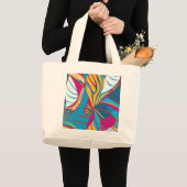 Levendig Tropisch Batik Fusion Abstract Blad Grote Tote Bag (Voorkant (product))