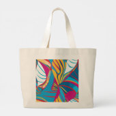 Levendig Tropisch Batik Fusion Abstract Blad Grote Tote Bag (Achterkant)