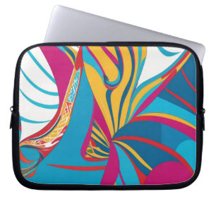 Levendig Tropisch Batik Fusion Abstract Blad Laptop Sleeve