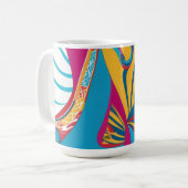 Levendig Tropisch Batik Fusion Abstract Bladeren Koffiemok (Voorkant links)