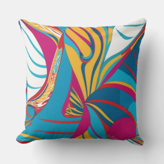 Levendig Tropisch Batik Fusion Abstract Bladeren Kussen