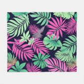 Levendig Tropisch Blad Neon Patroon Fleece Deken (Voorkant (Horizontaal))